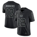 Aaron Rodgers Green Bay Packers Reflective Jersey Black
