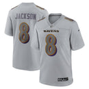 Baltimore Ravens Lamar Jackson  Gray Atmosphere Fashion Game Jersey