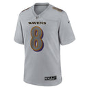 Baltimore Ravens Lamar Jackson  Gray Atmosphere Fashion Game Jersey