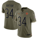 Chicago Bears Walter Payton Olive Salute To Service Retired Player Limited Jersey