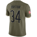 Chicago Bears Walter Payton Olive Salute To Service Retired Player Limited Jersey