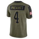 Dak Prescott Olive Dallas Cowboys 2021 Salute To Service - Limited Player Jersey