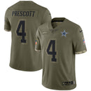 Dak Prescott Olive Dallas Cowboys 2022 Salute To Service Limited Jersey