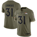 Justin Simmons Olive Denver Broncos 2022 Salute To Service Limited Jersey