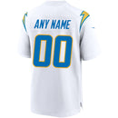 Los Angeles Chargers White Custom Game Jersey