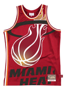 Men's Miami Heat Mitchell & Ness Red Hardwood Classics Blown Out Fashion Jersey