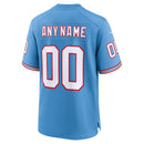 Tennessee Titans Light Blue Oilers Throwback Custom Game Jersey