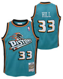 Youth Detroit Pistons Grant Hill Mitchell & Ness Teal 1998-99 Hardwood Classics Swingman Jersey