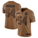 New England Patriots Tedy Bruschi Brown 2023 Salute To Service Retired Player Limited Jersey