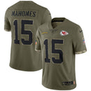 Patrick Mahomes Olive Kansas City Chiefs 2022 Salute To Service Limited Jersey