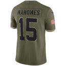 Patrick Mahomes Olive Kansas City Chiefs 2022 Salute To Service Limited Jersey