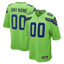 Seattle Seahawks Neon Green Alternate Custom Game Jersey