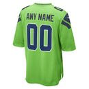 Seattle Seahawks Neon Green Alternate Custom Game Jersey
