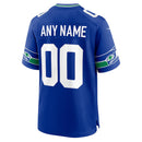 Seattle Seahawks Royal Throwback Custom Jersey