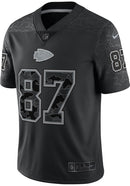 Travis Kelce Kansas City Chiefs Black REFLECTIVE Limited Football Jersey