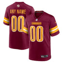 Washington Commanders Burgundy Game Custom Player Jersey