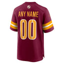 Washington Commanders Burgundy Game Custom Player Jersey