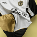 Manchester United Retro Reversible Shirt 100th Anniversary Edition - White and Black, Gold and Black
