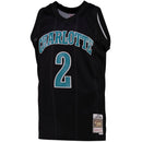 Men's Charlotte Hornets Larry Johnson Black Team Color Swingman Jersey by Mitchell & Ness