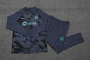 Conjunto Treino Barcelona Ziper Curto Cinza 2023/24