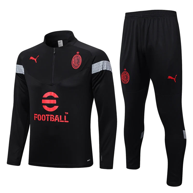 Milan Short Zip Black Tracksuit Set 2023/24