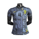 Brazil Player Shirt Black Christ the Redeemer 2024 Unisex