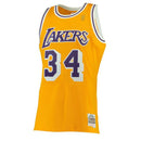 Men's Los Angeles Lakers Shaquille O'Neal Mitchell & Ness Gold 1996-97 Hardwood Classics Swingman Jersey