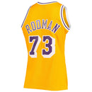 Men's Los Angeles Lakers Dennis Rodman Mitchell & Ness 1998-99 Hardwood Classics Gold Swingman Jersey